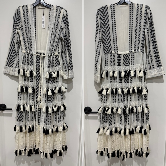 Alice + Olivia Talka Drawstring Tiered Tassel Kimono - 0 - Picture 3 of 5